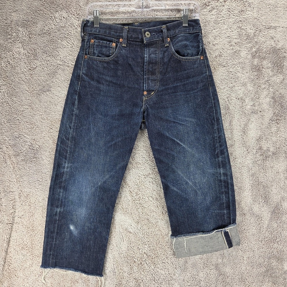 Vintage Levis 702 Jeans Mens Blue Selvedge LVC Buckle Back Raw Hem Fits 28x22